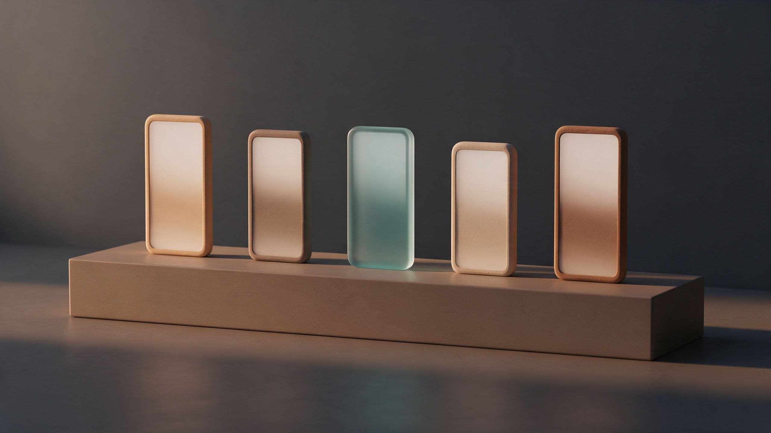 Five smartphones standing in a row on a pedestal: lessons from shipping five AI apps